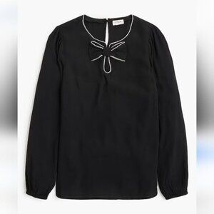 J. Crew Long Sleeve Viscose Jeweled bow top size XS